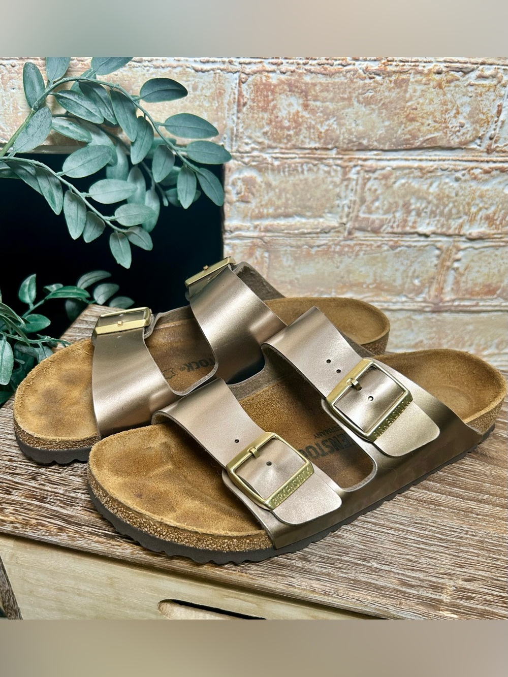 Birkenstock Arizona Big Buckle Metallic Copper Leather Sandals EU 40 US 9–9.5